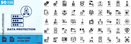 Data Protection Duotone Editable Icons set