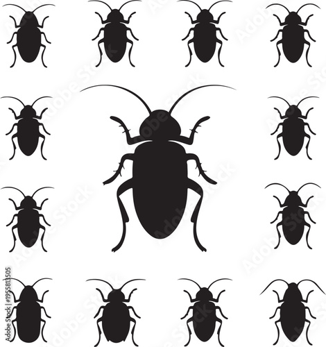 cockroach silhouettes on gray background
