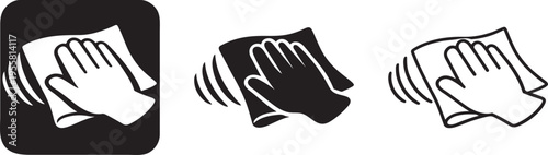 Hand cleaning wipe icon black hygiene symbol.