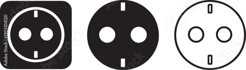 Electrical wall socket icon black power outlet.