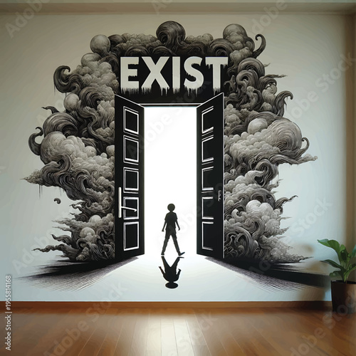 Modern Room Exist Door Wall Mural Concept Art