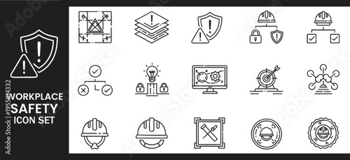 Workplace Safety Strategic Industrial Management and Occupational Health Icon Set