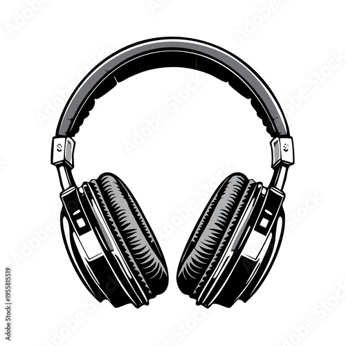 Overhead headphones for listening to music audio sound technology graphic