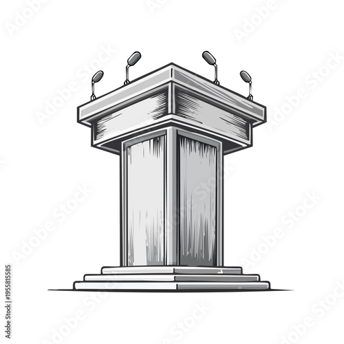 Modern Podium with Microphones for Speeches and Presentations