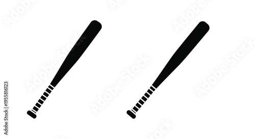 Two black baseball bats displayed diagonally on a white background