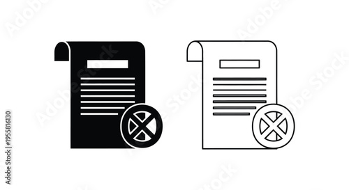 Document with restriction and its absence shown in a black and white graphic