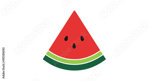 A simple illustration of a red watermelon slice with green rind details