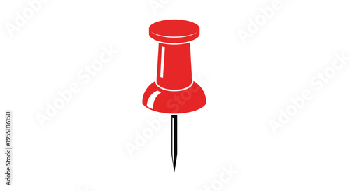 A simple illustration of a classic red push pin with a dark point