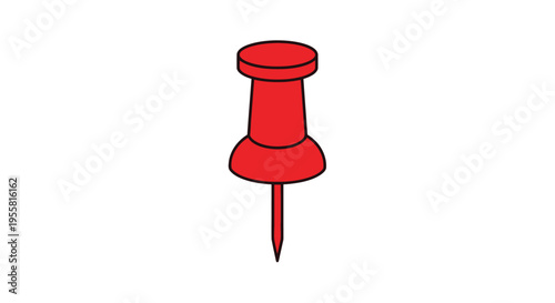 A simple illustration of a red push pin with a pointed tip