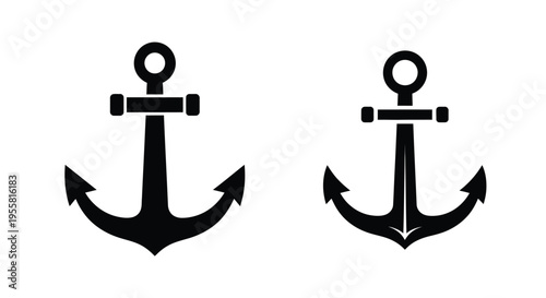 Two black anchors depicted in a simple graphic style