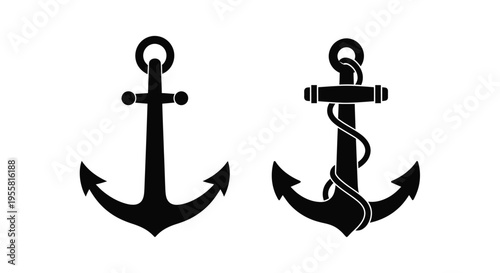 Two black anchors depicted in a simple graphic style