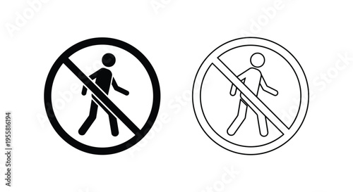 No entry signs a black and white illustration of prohibited pedestrian access