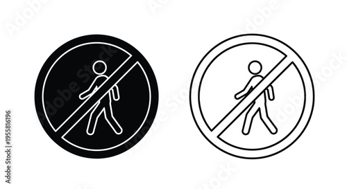 No pedestrian crossing signs in both filled and outline styles