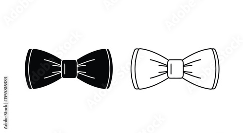 Two black and white bow tie illustrations side by side