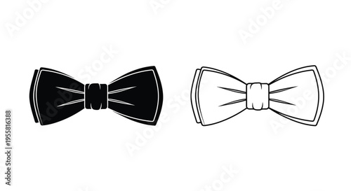 Two bow ties one black and one white presented in a simple illustration