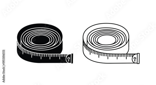 Two depictions of a measuring tape one dark and one light