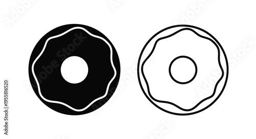 Two donuts one dark and one light presented in a simple graphic style