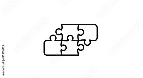 Simple line drawing of interlocking jigsaw puzzle pieces on a white background