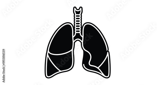 Simple black and white illustration of human lungs depicting respiratory system