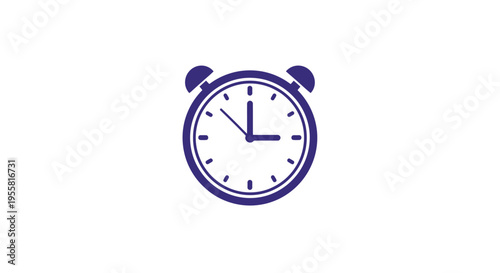 Simple blue alarm clock icon on a white background
