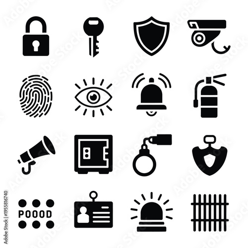 Secure Home Security Protection Systems Icons
