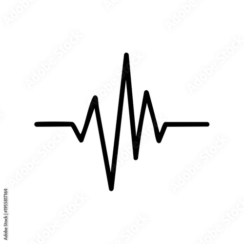 Black heartbeat waveform graphic on white background representing health and life