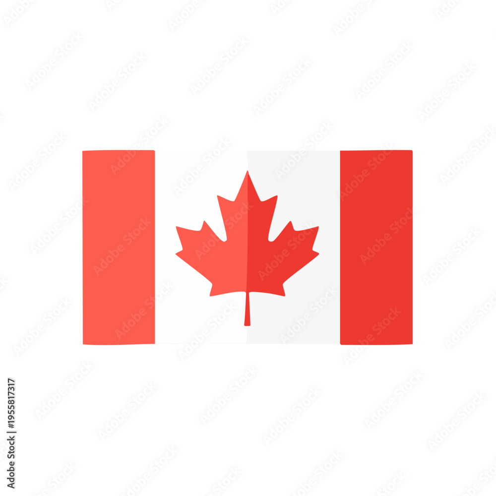 Obraz premium Flat Canadian Flag with Maple Leaf and Shadow