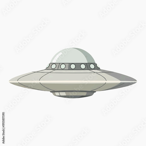 Sleek Modern Flying Saucer Spacecraft Icon on White Background