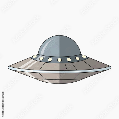 Classic Retro Science Fiction Flying Saucer UFO Vector Illustration Isolated