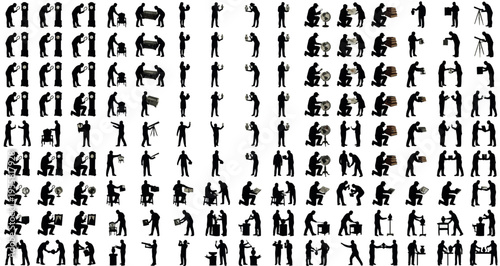 Antique Collectors Silhouettes Set Pack. Editable Vector Stroke Illustration. featuring trade, exchange, business, transaction, antique, vintage, history, traditional, knowledge, skill, education more