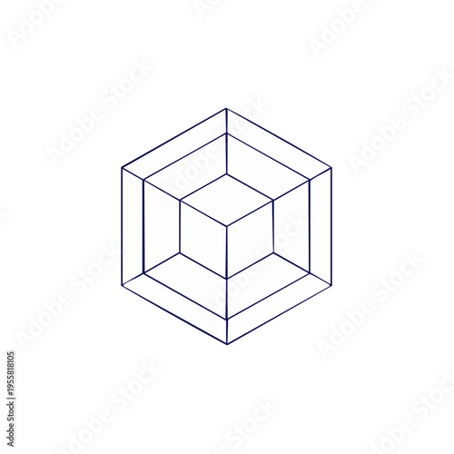 Geometric nested cubes wireframe abstract design