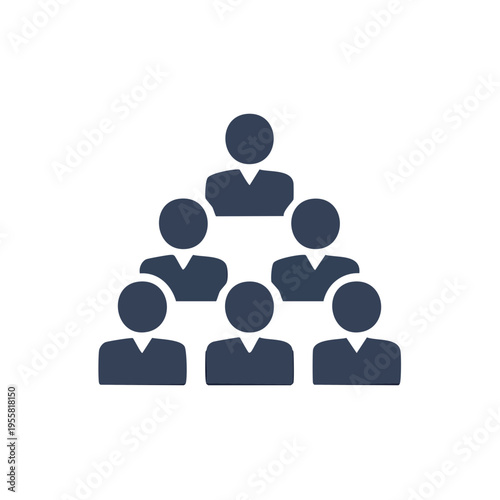 Team hierarchy icon representing a leader above multiple subordinates in a group