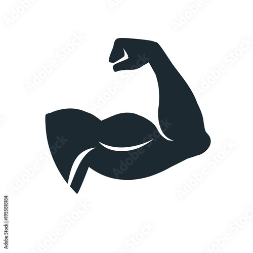 Silhouette of a flexed muscular arm, representing strength and power