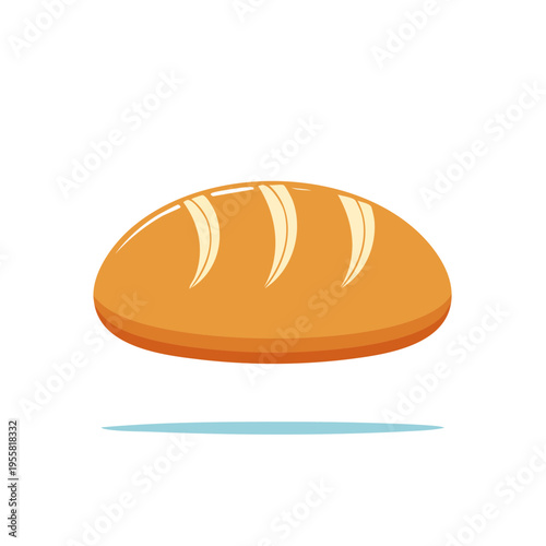 Golden brown loaf of bread with three score marks, simple illustration
