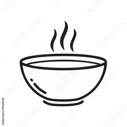 Hand-drawn illustration of a steaming bowl of soup, perfect for culinary themes.