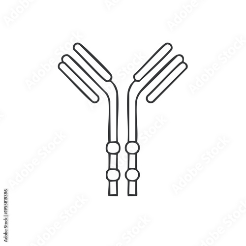 Abstract representation of an antibody molecule in outline, science and medical concept