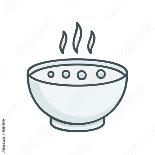 Steaming Bowl of Hot Soup or Porridge With Bubbles Icon