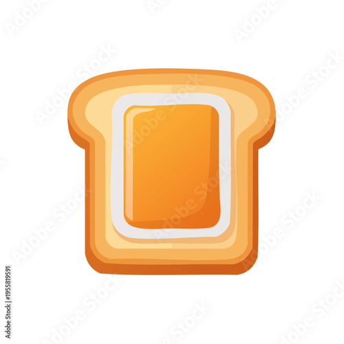 Toasted bread slice with smooth orange marmalade topping and crust