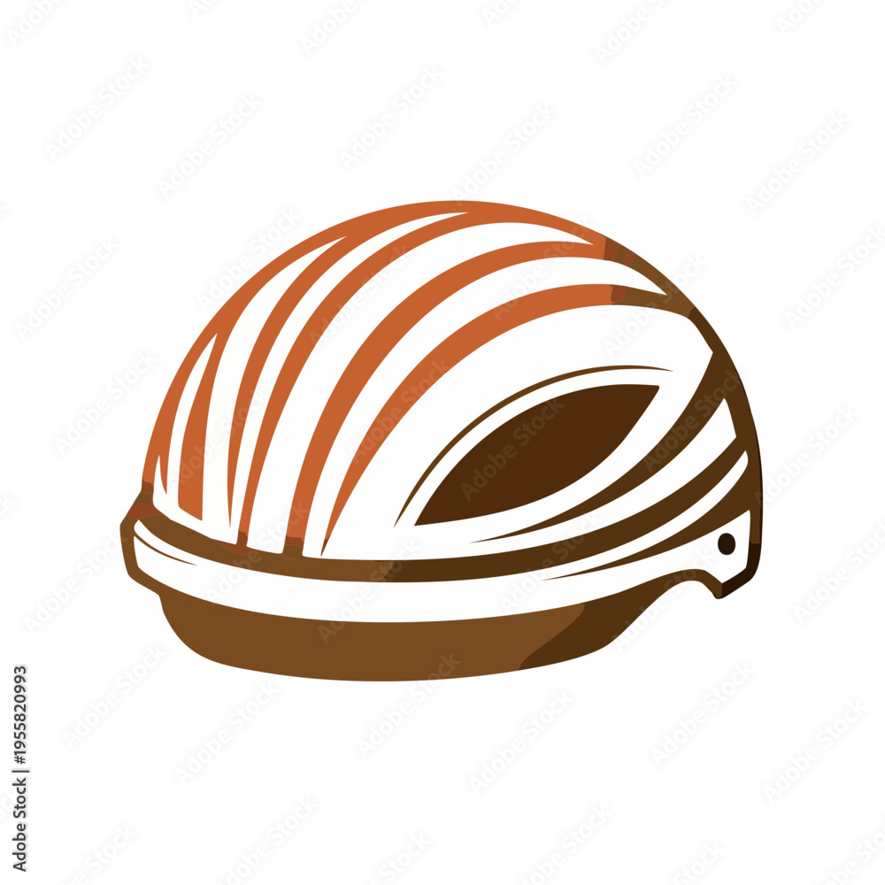 Fototapeta premium Stylized Cycling Helmet with Orange Stripes and Brown Accents