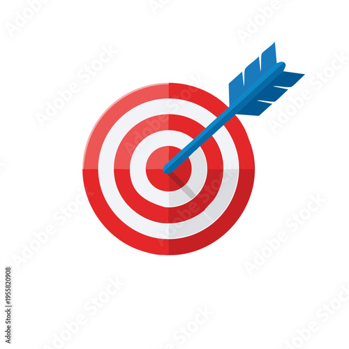 Blue Arrow Hits Center Bullseye on Red and White Target Board