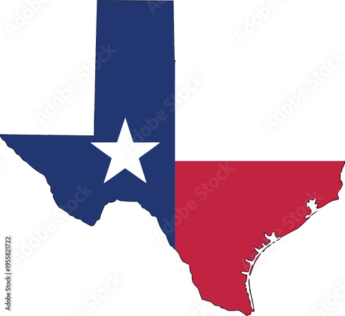 A graphic illustration of the state of texas shaped by the iconic lone star flag design pattern Vector