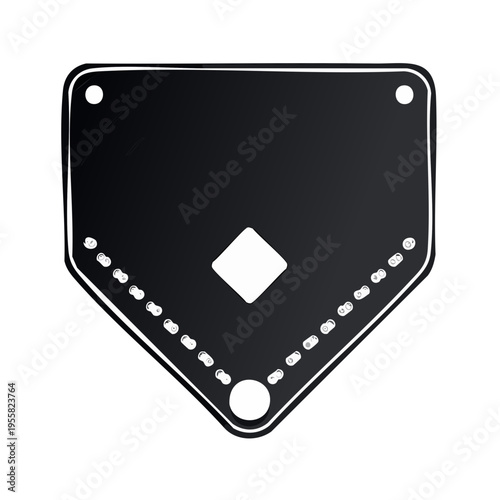 Black baseball home plate with white diamond and circles graphic design