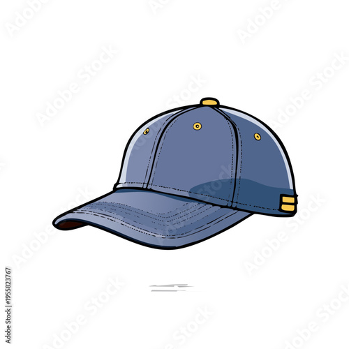 Stylized Blue Baseball Cap with Yellow Accents Casual Headwear Accessory