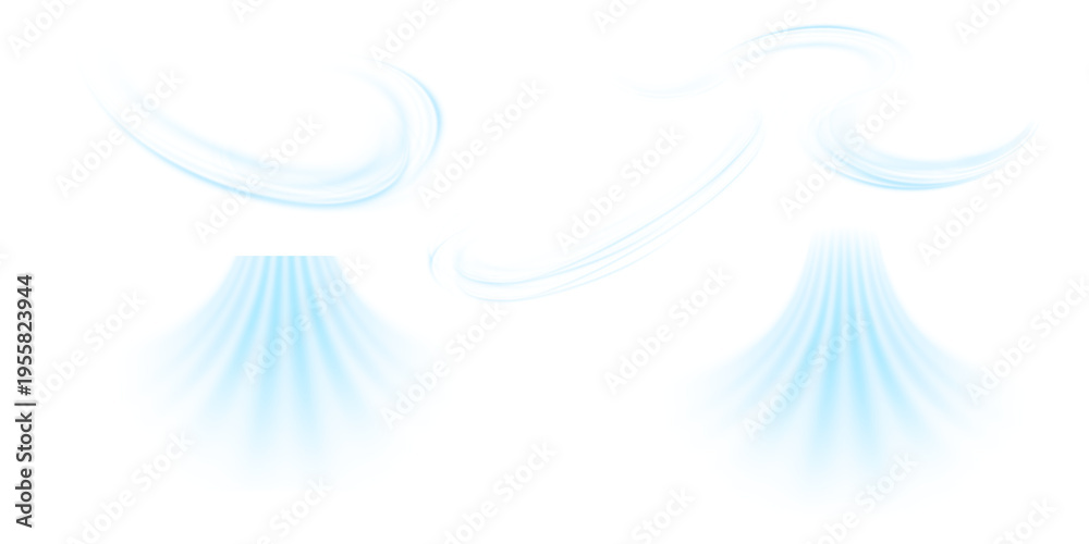Air, wind effect isolated transparent background. Airflow overlay: fresh air for cleaning, cooling or changing the air. Wind Wave Effect. 3D vector illustration.
