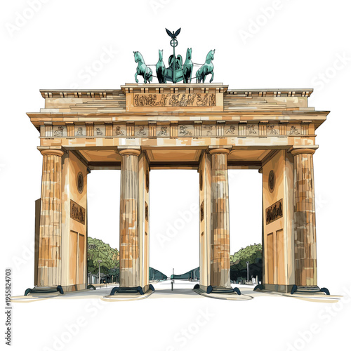 Brandenburg Gate. Brandenburg Gate watercolor vector illustration
