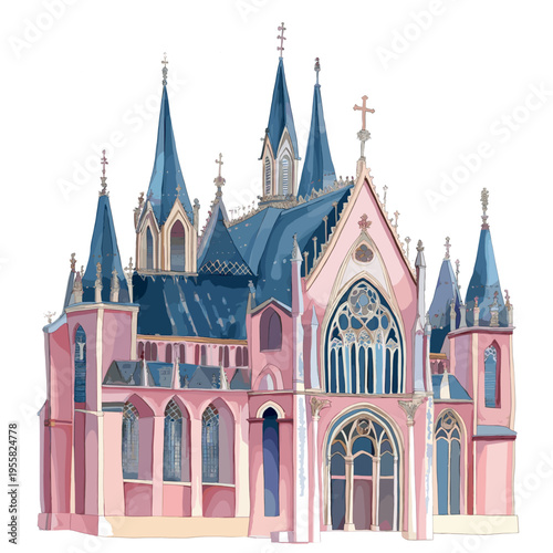 Sainte-Chapelle. Sainte-Chapelle watercolor vector illustration