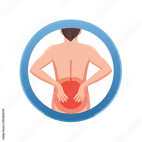 Person experiencing lower back pain in a medical icon with glowing red discomfort