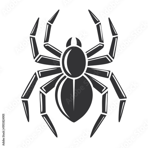 Stylized black spider silhouette vector illustration for Halloween or natural science themes