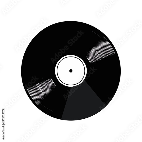 Black vinyl record with central label and grooves visible on surface
