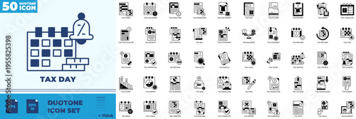 Tax Day Duotone Editable Icons set